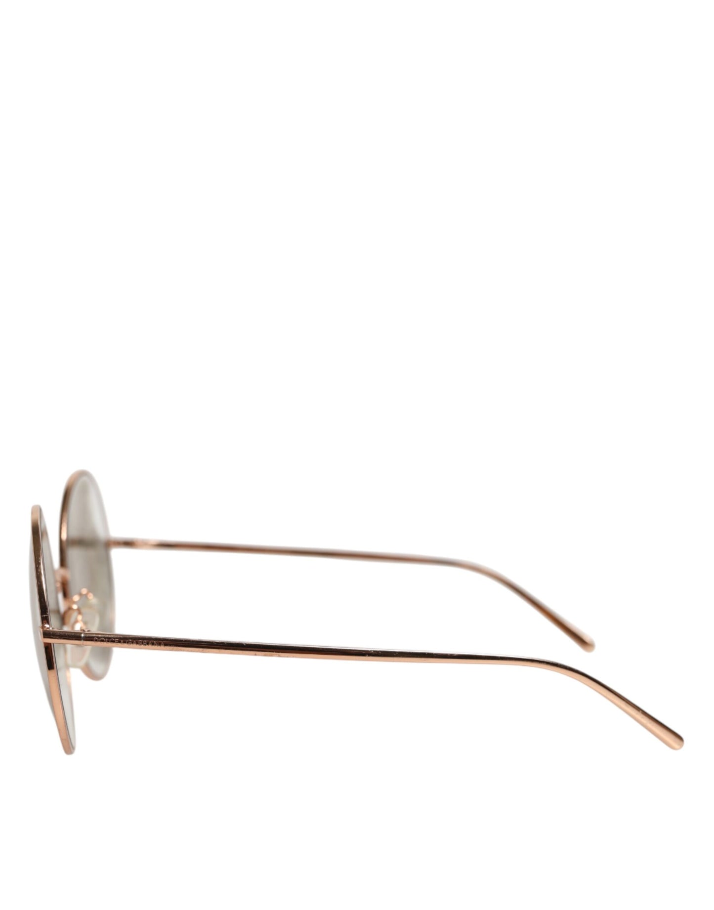 Lunettes de soleil Dolce &amp; Gabbana à verres ronds et monture plaquée or rose.