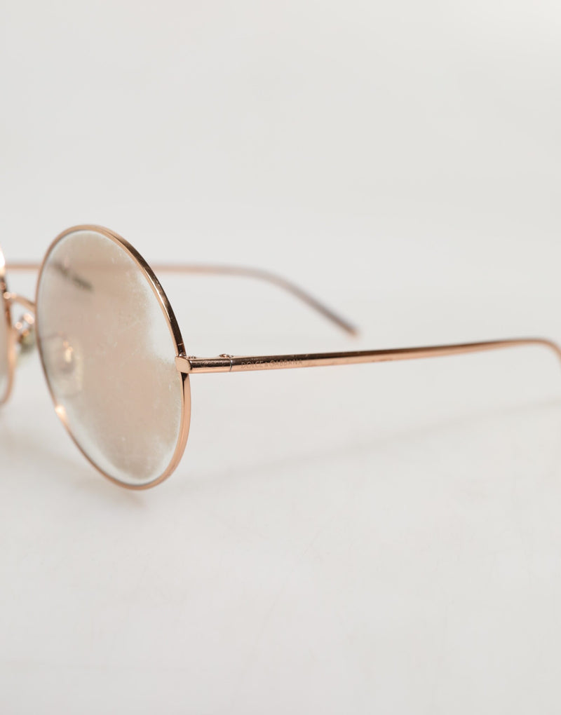 Dolce & Gabbana Lunettes de Soleil Ronde en Plaqué Or Rose