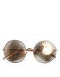 Lunettes de soleil Dolce &amp; Gabbana à verres ronds et monture plaquée or rose.