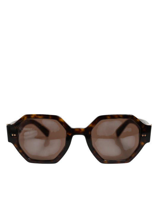 Lunettes de soleil géométriques Dolce &amp; Gabbana DG4379F en acétate marron écaille de tortue.