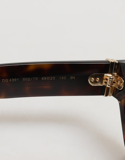 Lunettes de soleil géométriques Dolce &amp; Gabbana DG4379F en acétate marron écaille de tortue.