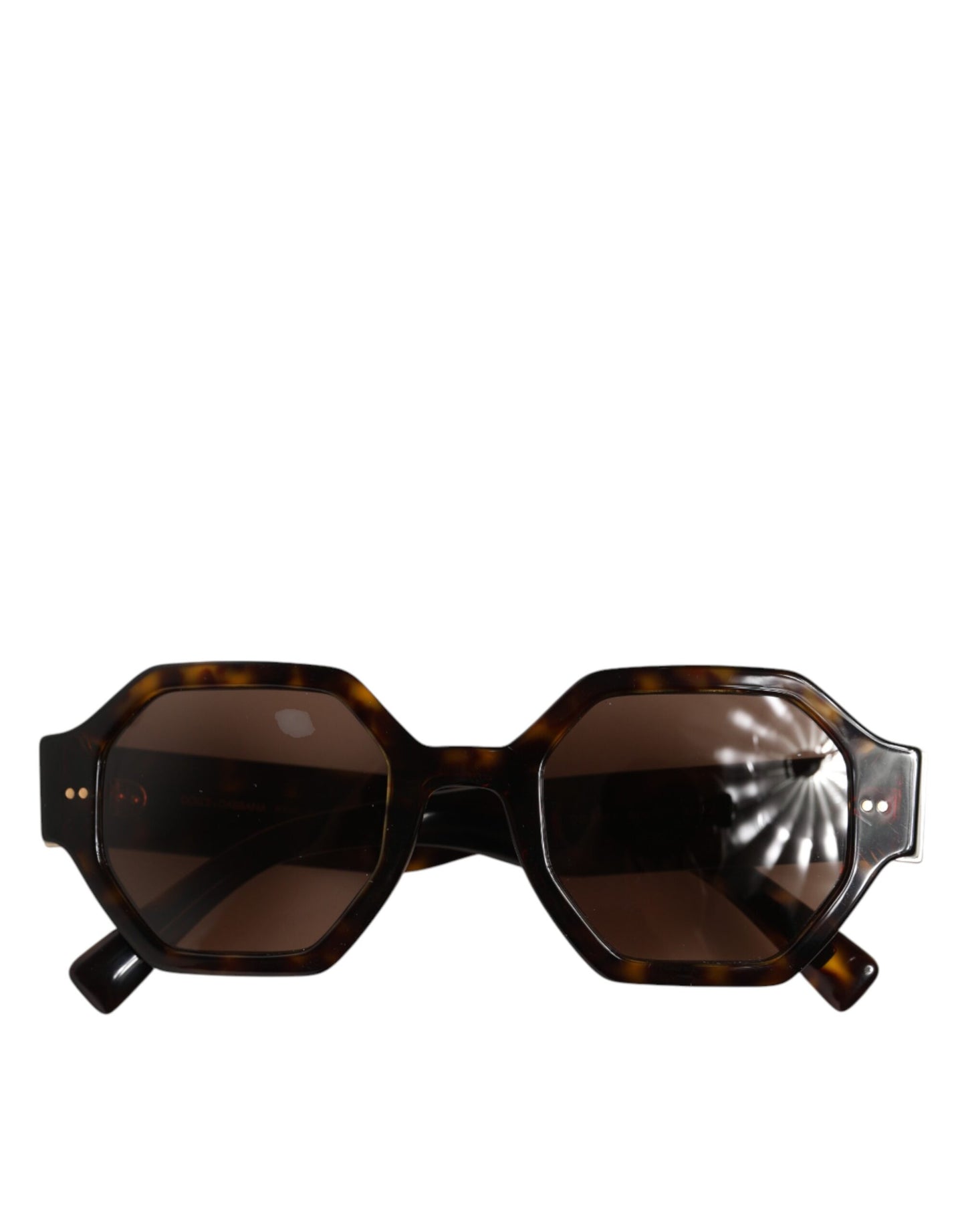 Lunettes de soleil géométriques Dolce &amp; Gabbana DG4379F en acétate marron écaille de tortue.