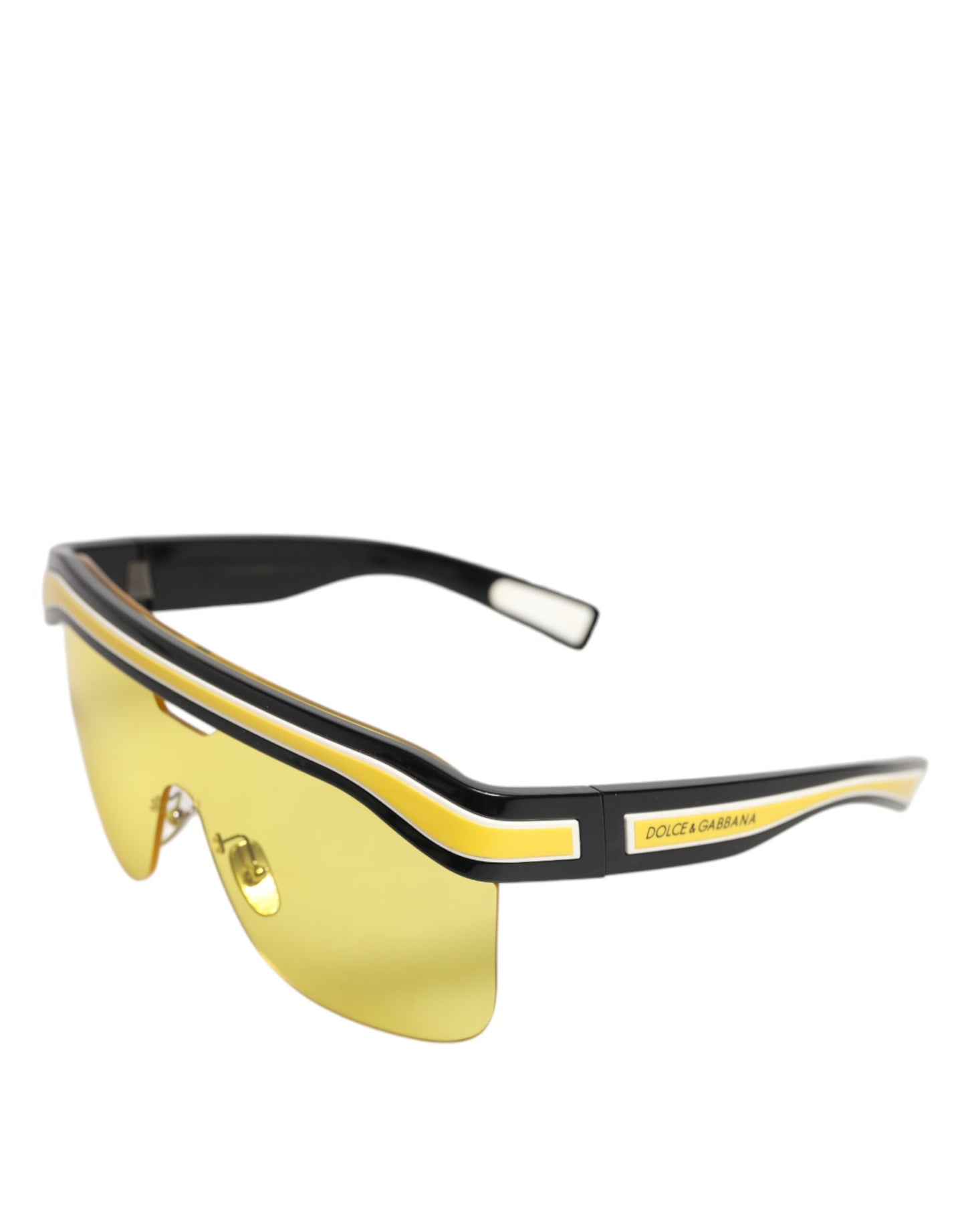 Lunettes de soleil pare-soleil Dolce &amp; Gabbana DG6162, noir, jaune, blanc, en polyamide.