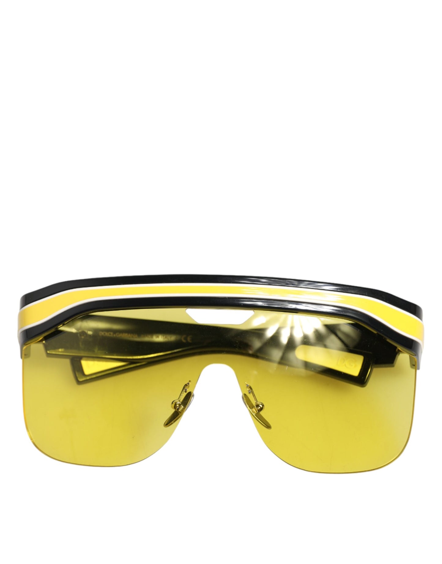 Lunettes de soleil pare-soleil Dolce &amp; Gabbana DG6162, noir, jaune, blanc, en polyamide.