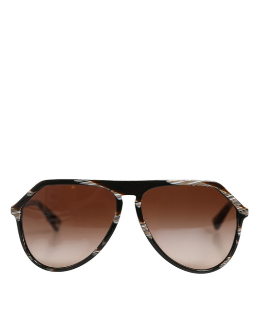 Lunettes de soleil aviateur déstructurées en acétate marron rayé avec verres dégradés de Dolce &amp; Gabbana