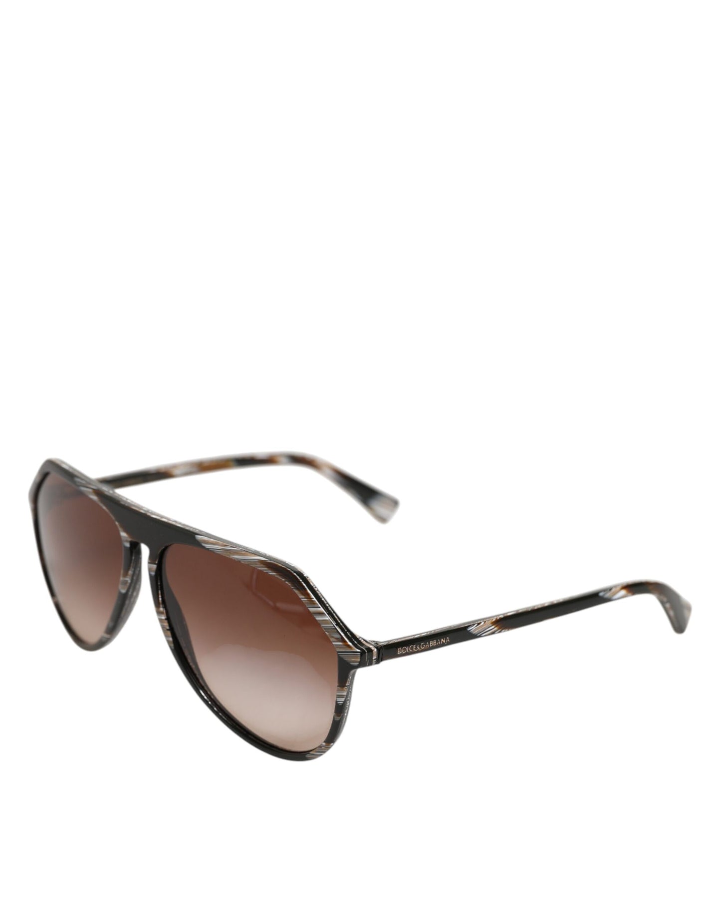 Lunettes de soleil aviateur déstructurées en acétate marron rayé avec verres dégradés de Dolce &amp; Gabbana