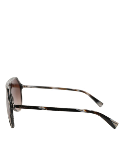 Lunettes de soleil aviateur déstructurées en acétate marron rayé avec verres dégradés de Dolce &amp; Gabbana