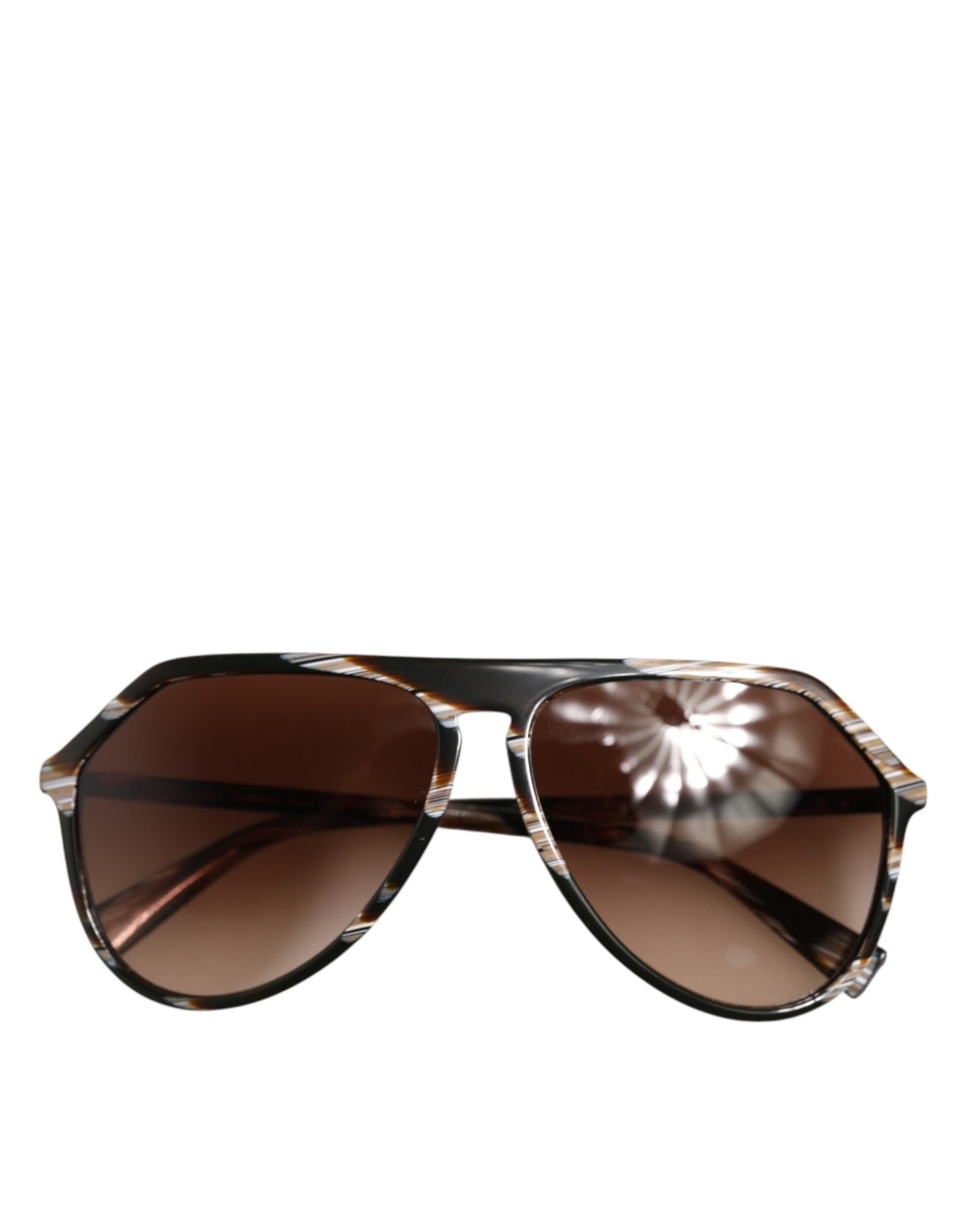 Lunettes de soleil aviateur déstructurées en acétate marron rayé avec verres dégradés de Dolce &amp; Gabbana