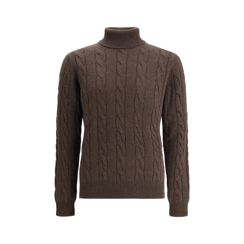 Aragona Cashmere Braided Turtleneck Sweater