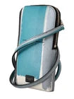 Pochette pour téléphone à bandoulière croisée en cuir bleu Dolce & Gabbana avec emplacement pour cartes et fente pour le cou.
