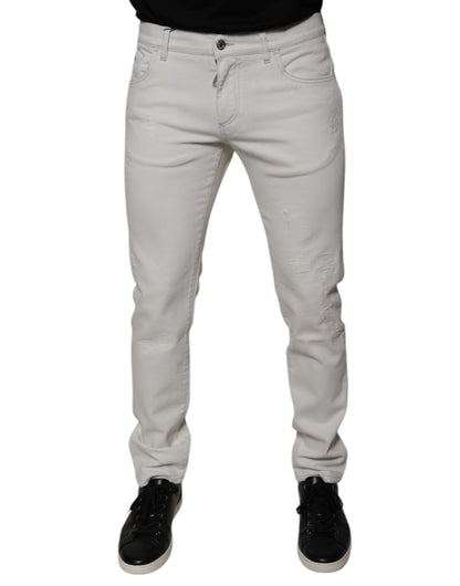 Jean slim en coton blanc extensible pour homme Dolce &amp; Gabbana