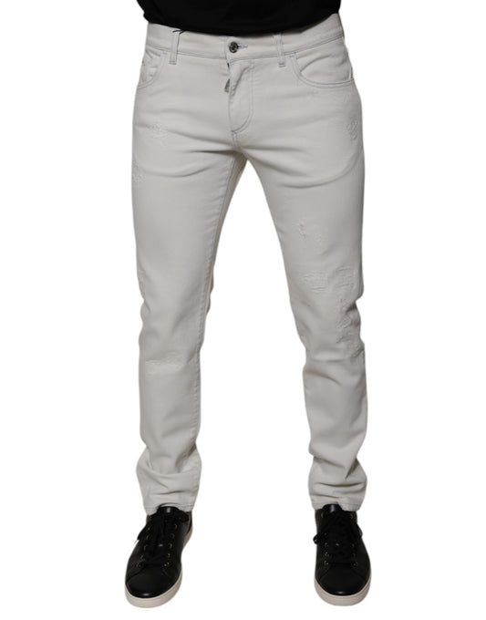 Jean slim en coton blanc extensible pour homme Dolce &amp; Gabbana