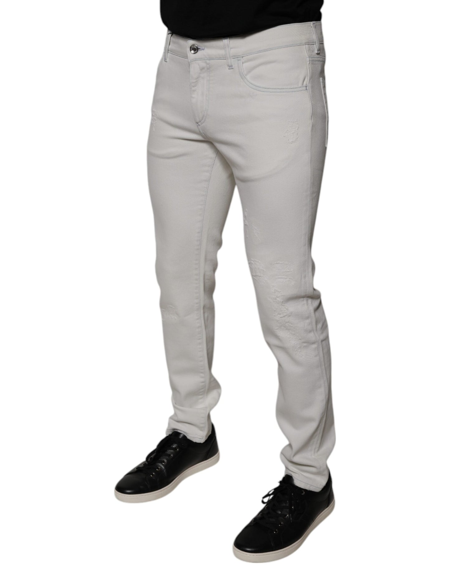 Jean slim en coton blanc extensible pour homme Dolce &amp; Gabbana