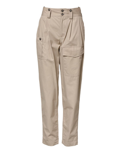 Pantalon cargo homme en coton beige, coupe fuselée, Dolce &amp; Gabbana