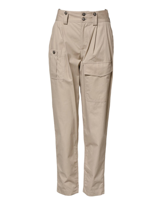 Pantalon cargo homme en coton beige, coupe fuselée, Dolce &amp; Gabbana