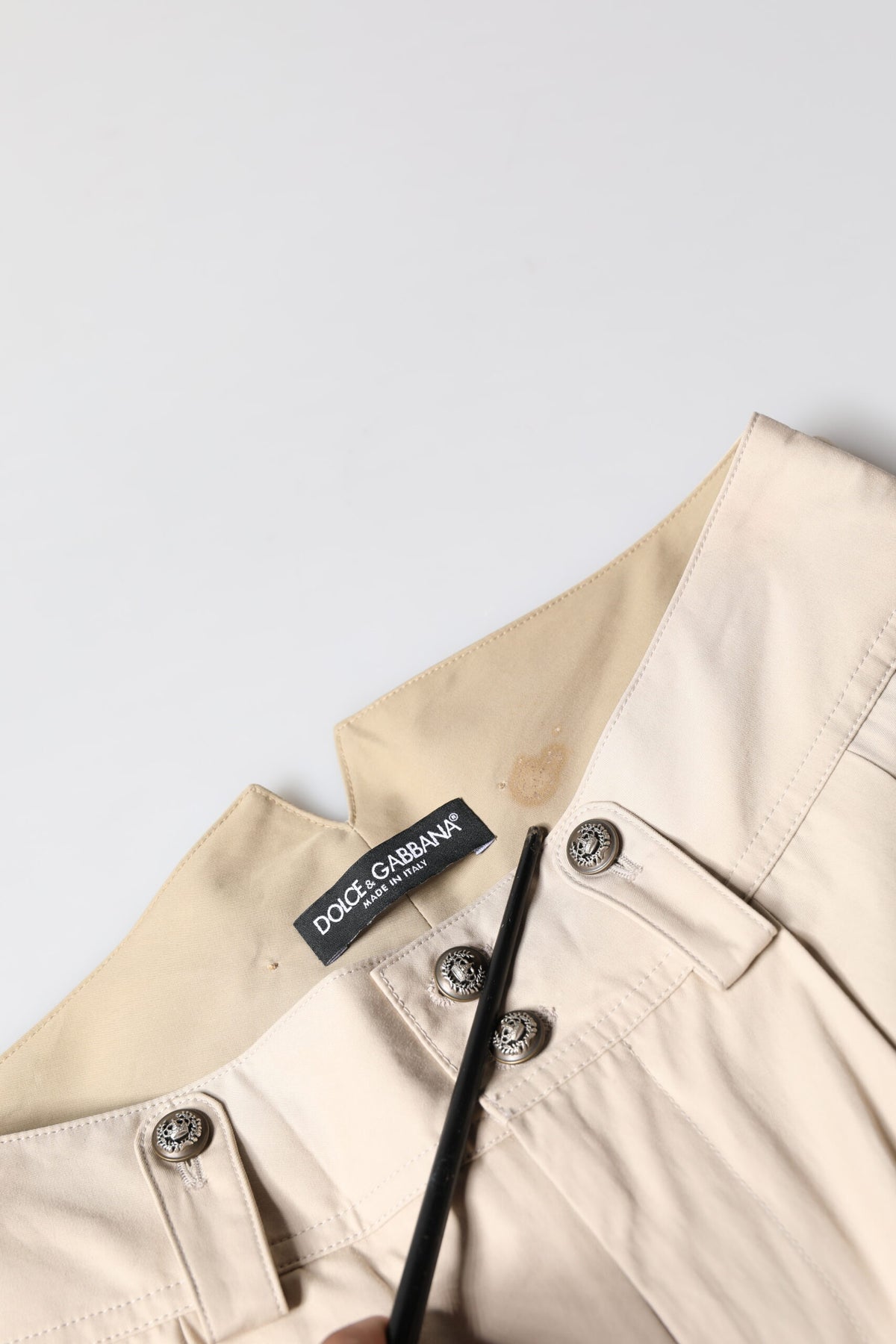 Pantalon cargo homme en coton beige, coupe fuselée, Dolce &amp; Gabbana