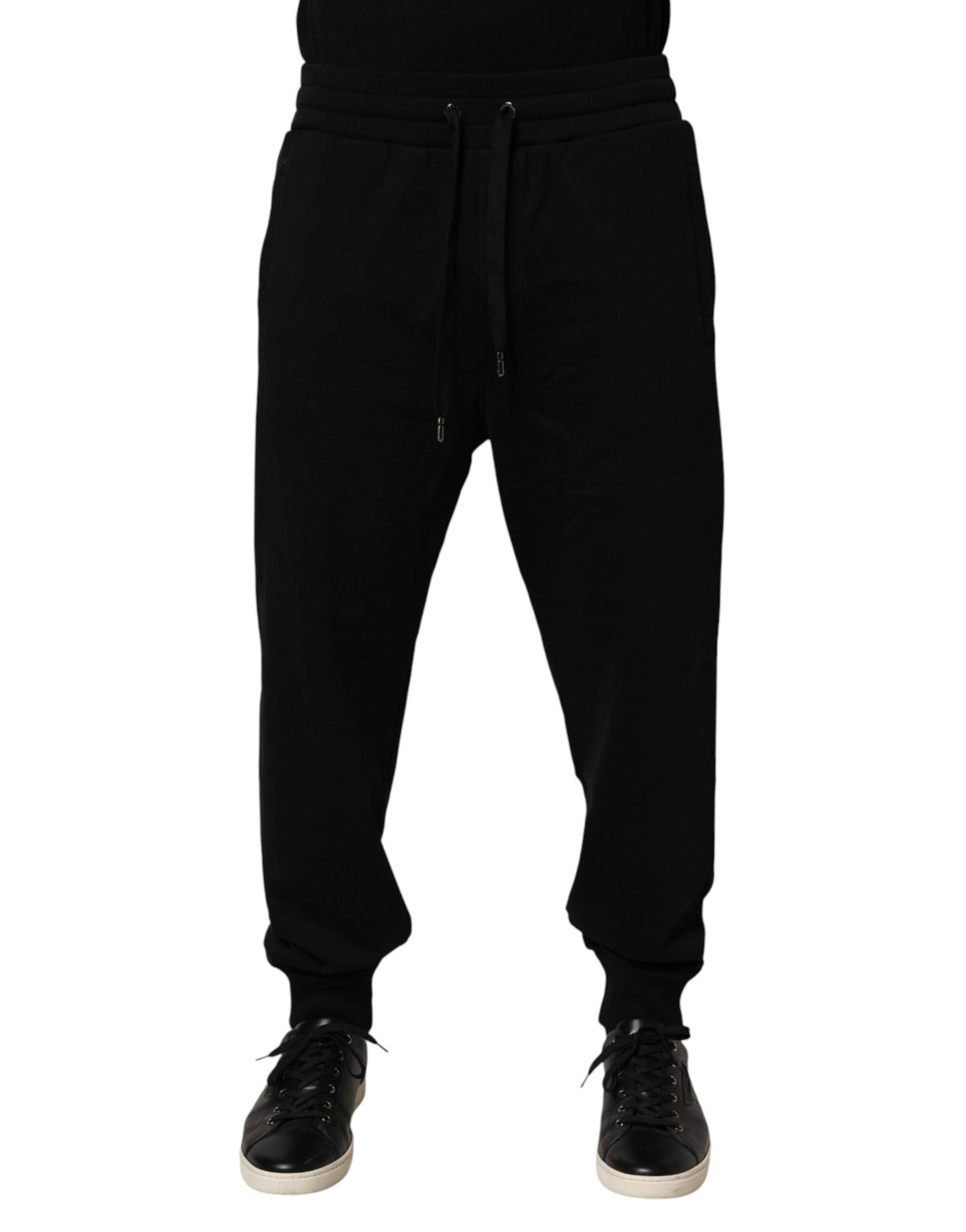 Pantalon de jogging en coton noir avec logo DG de Dolce &amp; Gabbana