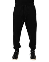 Pantalon de jogging en coton noir avec logo DG de Dolce &amp; Gabbana