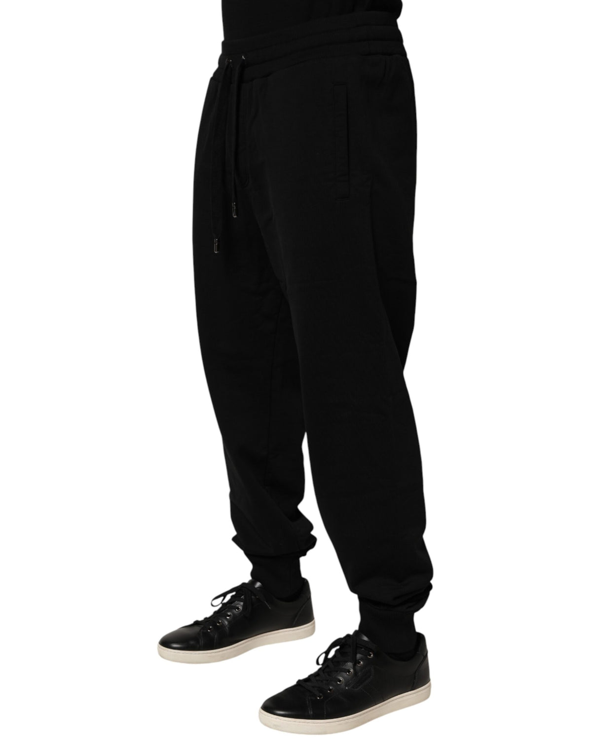 Pantalon de jogging en coton noir avec logo DG de Dolce &amp; Gabbana
