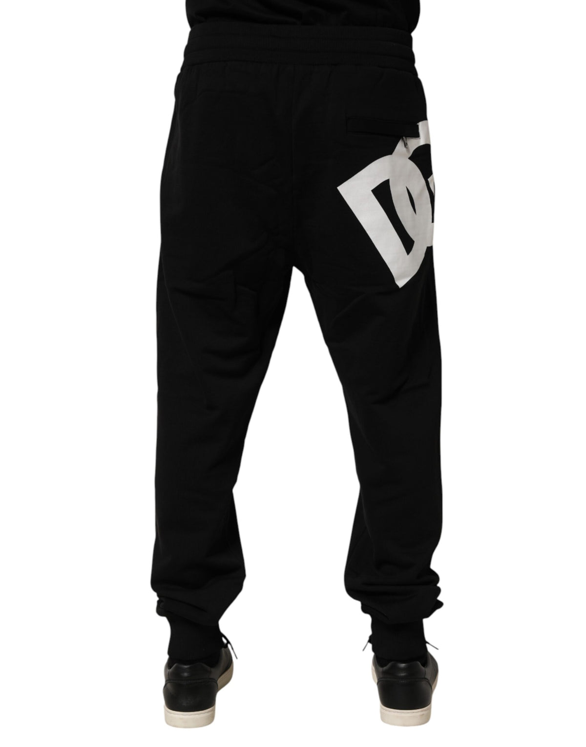 Pantalon de jogging en coton noir avec logo DG de Dolce &amp; Gabbana