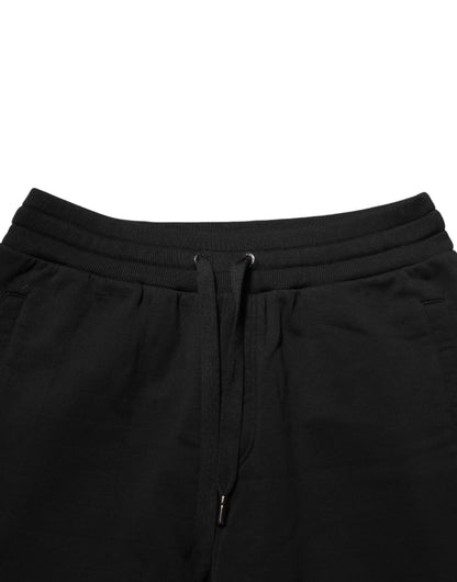 Pantalon de jogging en coton noir avec logo DG de Dolce &amp; Gabbana