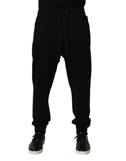 Pantalon de jogging en coton noir avec logo DG de Dolce &amp; Gabbana