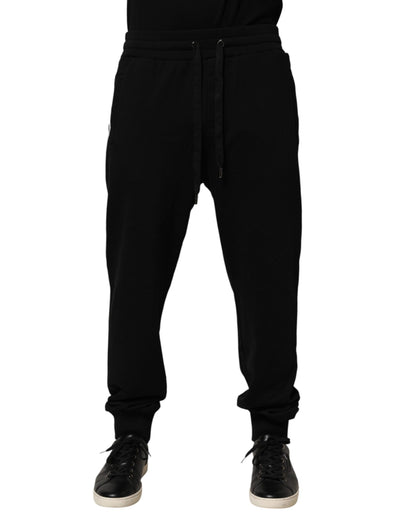 Pantalon de jogging en coton noir avec logo DG de Dolce &amp; Gabbana