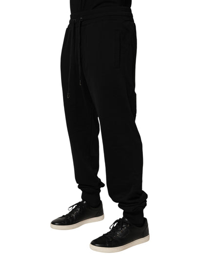 Pantalon de jogging en coton noir avec logo DG de Dolce &amp; Gabbana