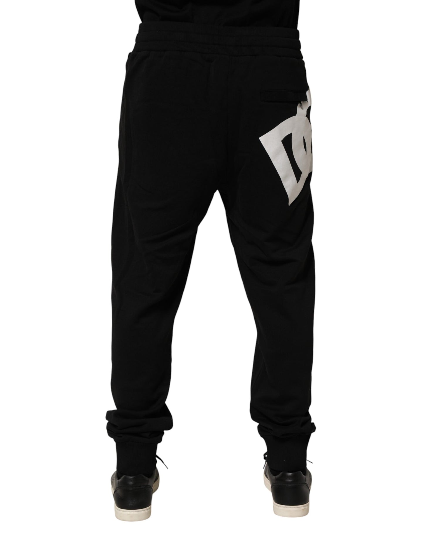 Pantalon de jogging en coton noir avec logo DG de Dolce &amp; Gabbana