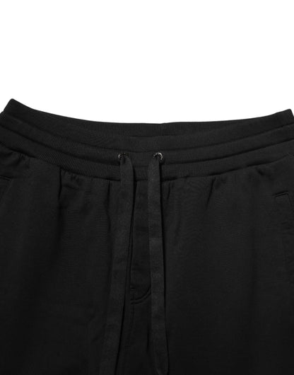 Pantalon de jogging en coton noir avec logo DG de Dolce &amp; Gabbana