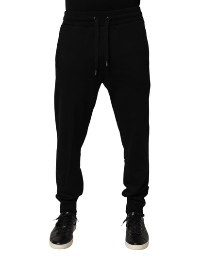 Pantalon de jogging en coton noir avec logo DG de Dolce &amp; Gabbana