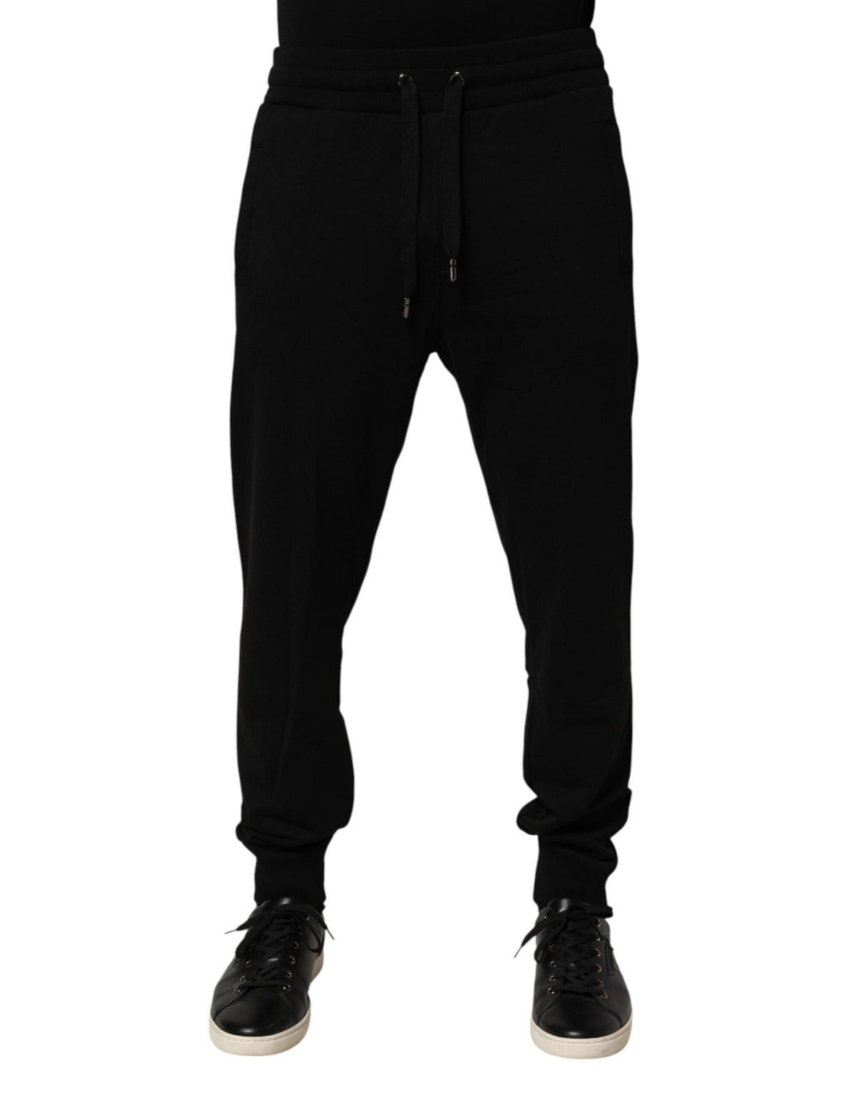 Pantalon de jogging en coton noir avec logo DG de Dolce &amp; Gabbana