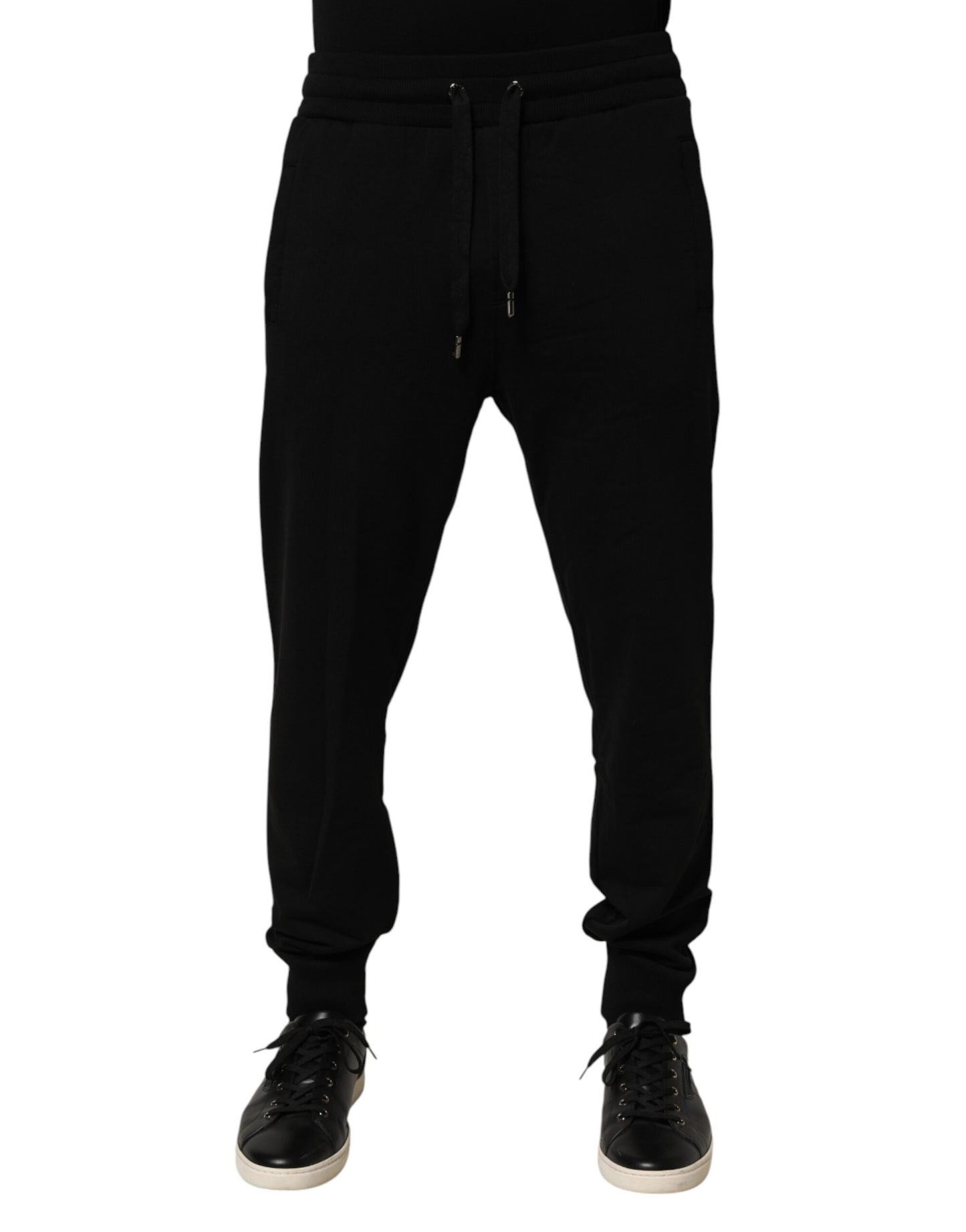 Pantalon de jogging en coton noir avec logo DG de Dolce &amp; Gabbana