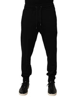 Pantalon de jogging en coton noir avec logo DG de Dolce &amp; Gabbana