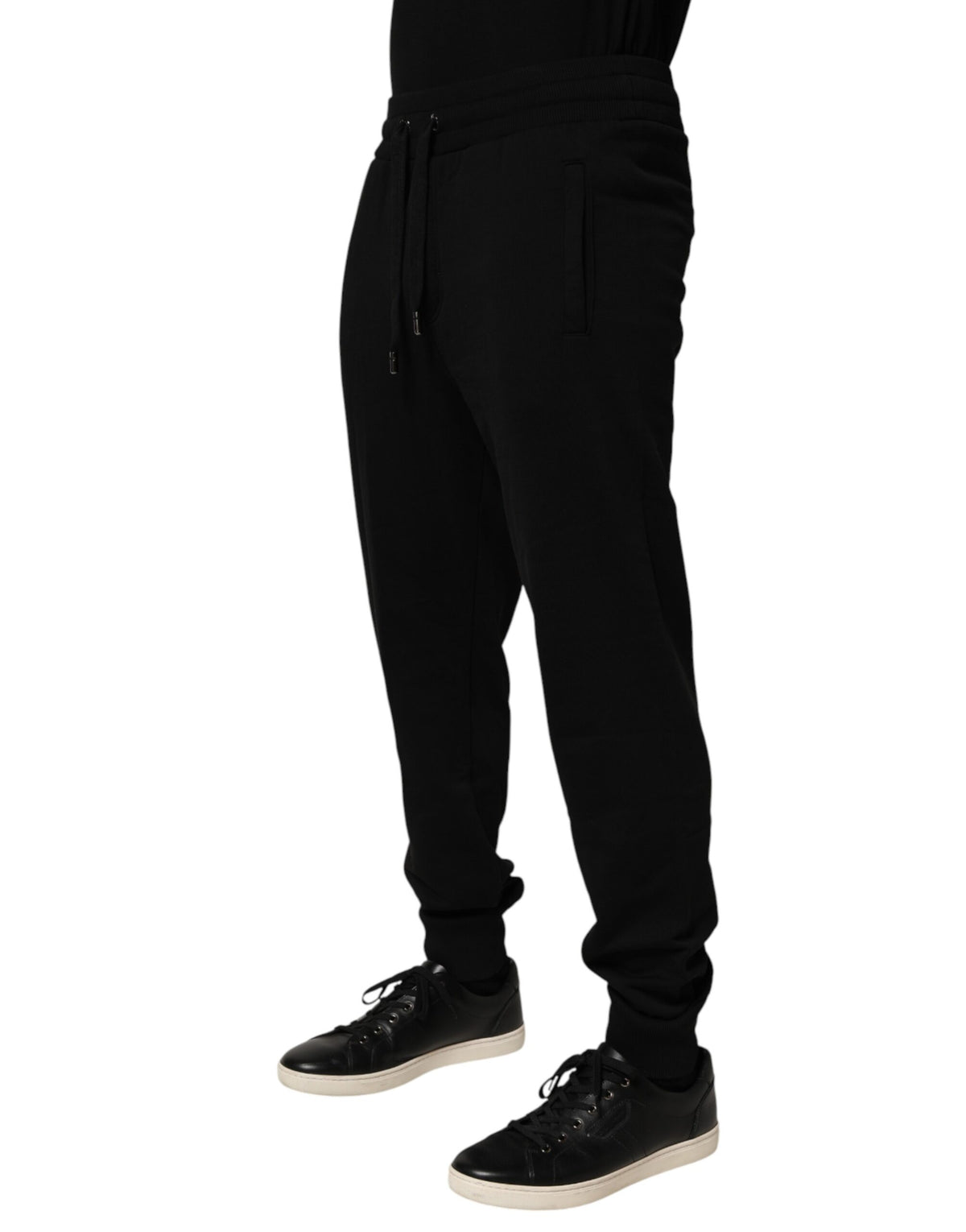 Pantalon de jogging en coton noir avec logo DG de Dolce &amp; Gabbana