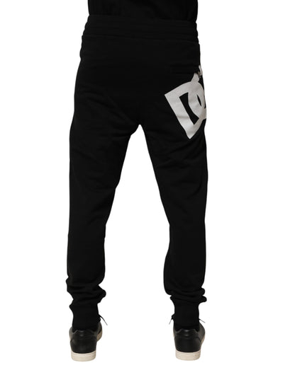 Pantalon de jogging en coton noir avec logo DG de Dolce &amp; Gabbana
