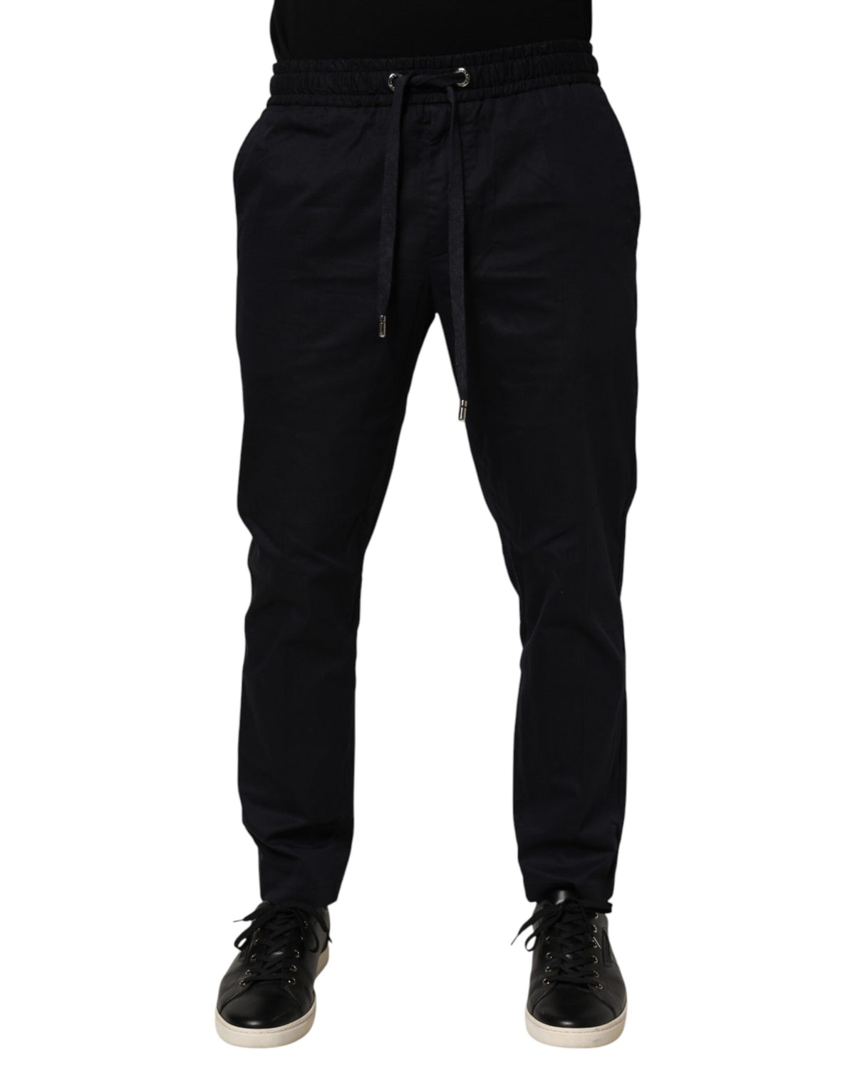 Pantalon de jogging Dolce &amp; Gabbana noir à taille mi-haute et cordon de serrage pour homme