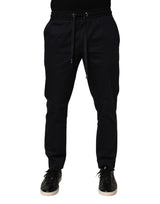 Pantalon de jogging Dolce &amp; Gabbana noir à taille mi-haute et cordon de serrage pour homme