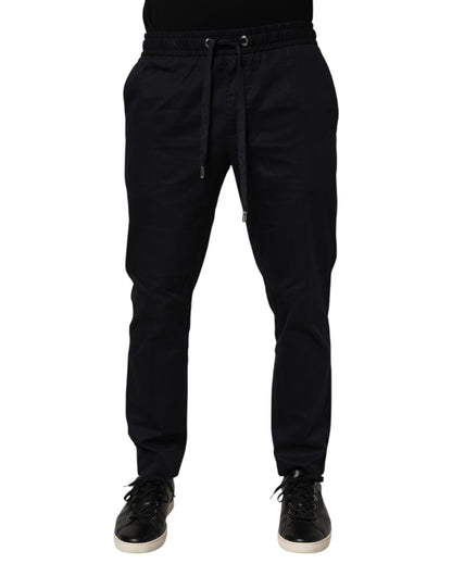 Pantalon de jogging Dolce &amp; Gabbana noir à taille mi-haute et cordon de serrage pour homme