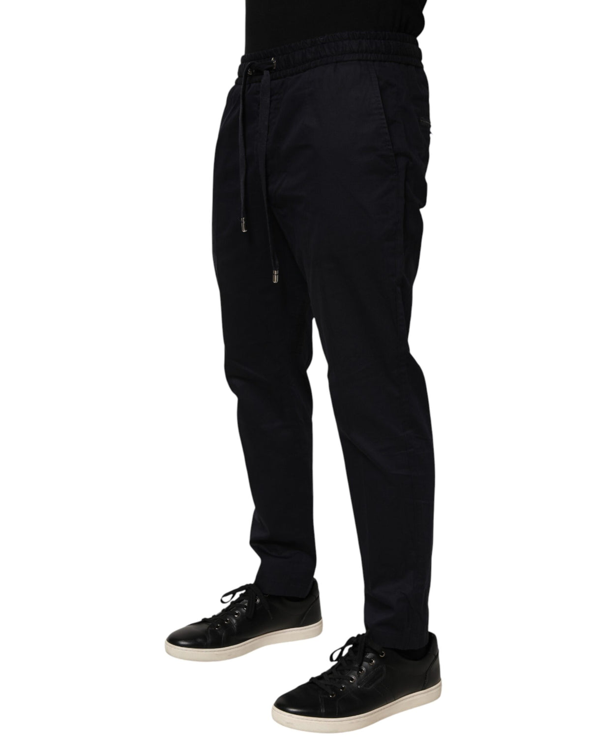 Pantalon de jogging Dolce &amp; Gabbana noir à taille mi-haute et cordon de serrage pour homme