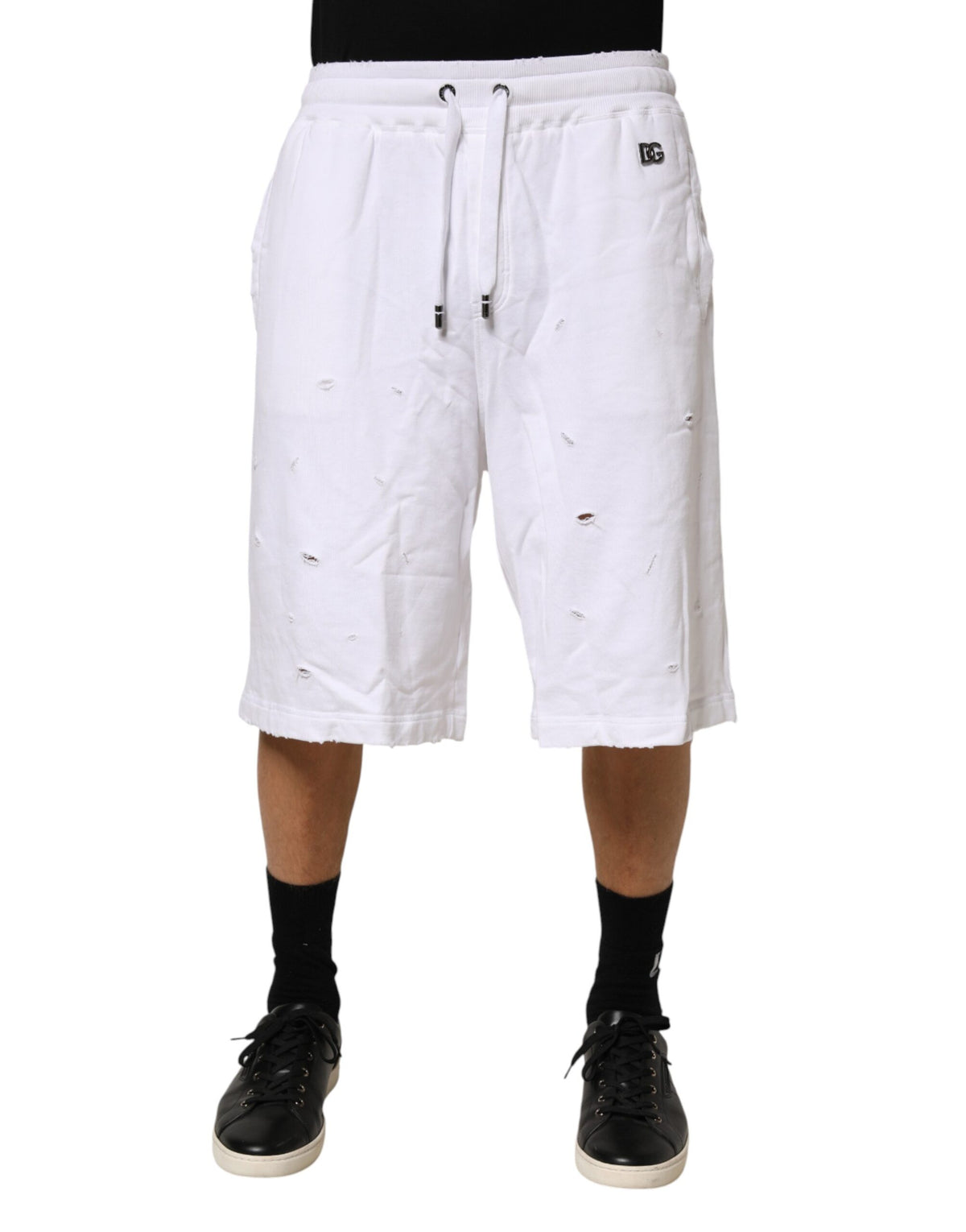 Shorts Bermuda en coton blanc délavé pour homme de Dolce &amp; Gabbana