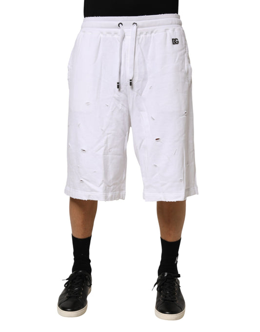 Shorts Bermuda en coton blanc délavé pour homme de Dolce &amp; Gabbana