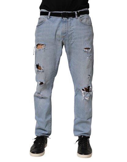 Jeans en jean slim à effet délavé en coton bleu de Dolce &amp; Gabbana