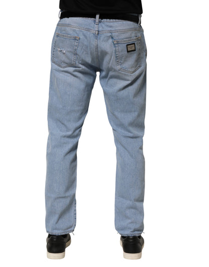 Jeans en jean slim à effet délavé en coton bleu de Dolce &amp; Gabbana