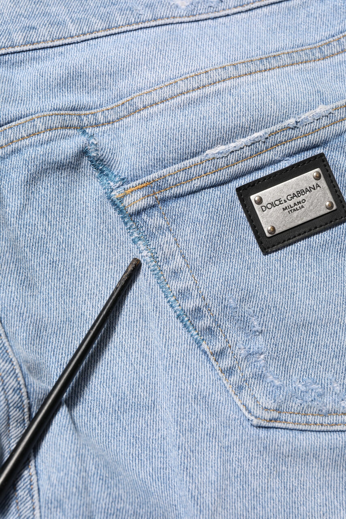 Dolce & Gabbana Jeans Distressed Slim Fit en Coton Bleu