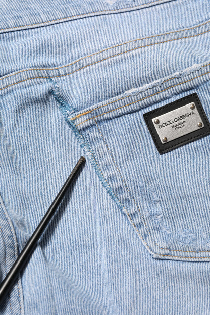 Jeans en jean slim à effet délavé en coton bleu de Dolce &amp; Gabbana