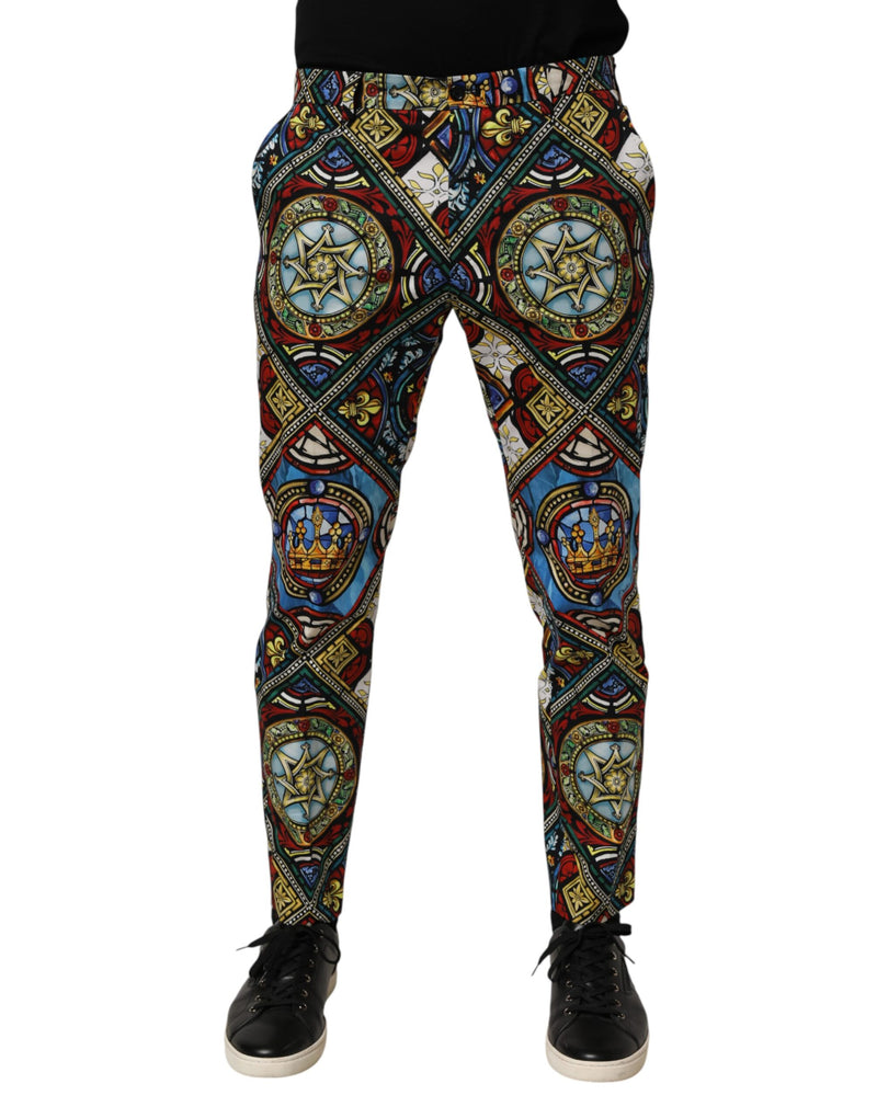 Dolce &amp; Gabbana Multicolor Glas-in-lood Raam Stijl Print Herenbroek