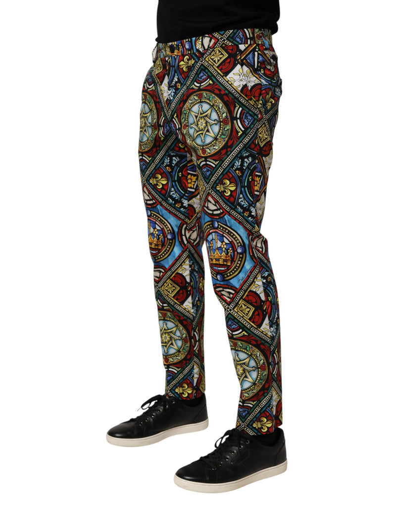 Dolce &amp; Gabbana Multicolor Glas-in-lood Raam Stijl Print Herenbroek