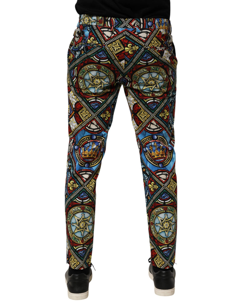 Dolce &amp; Gabbana Multicolor Glas-in-lood Raam Stijl Print Herenbroek