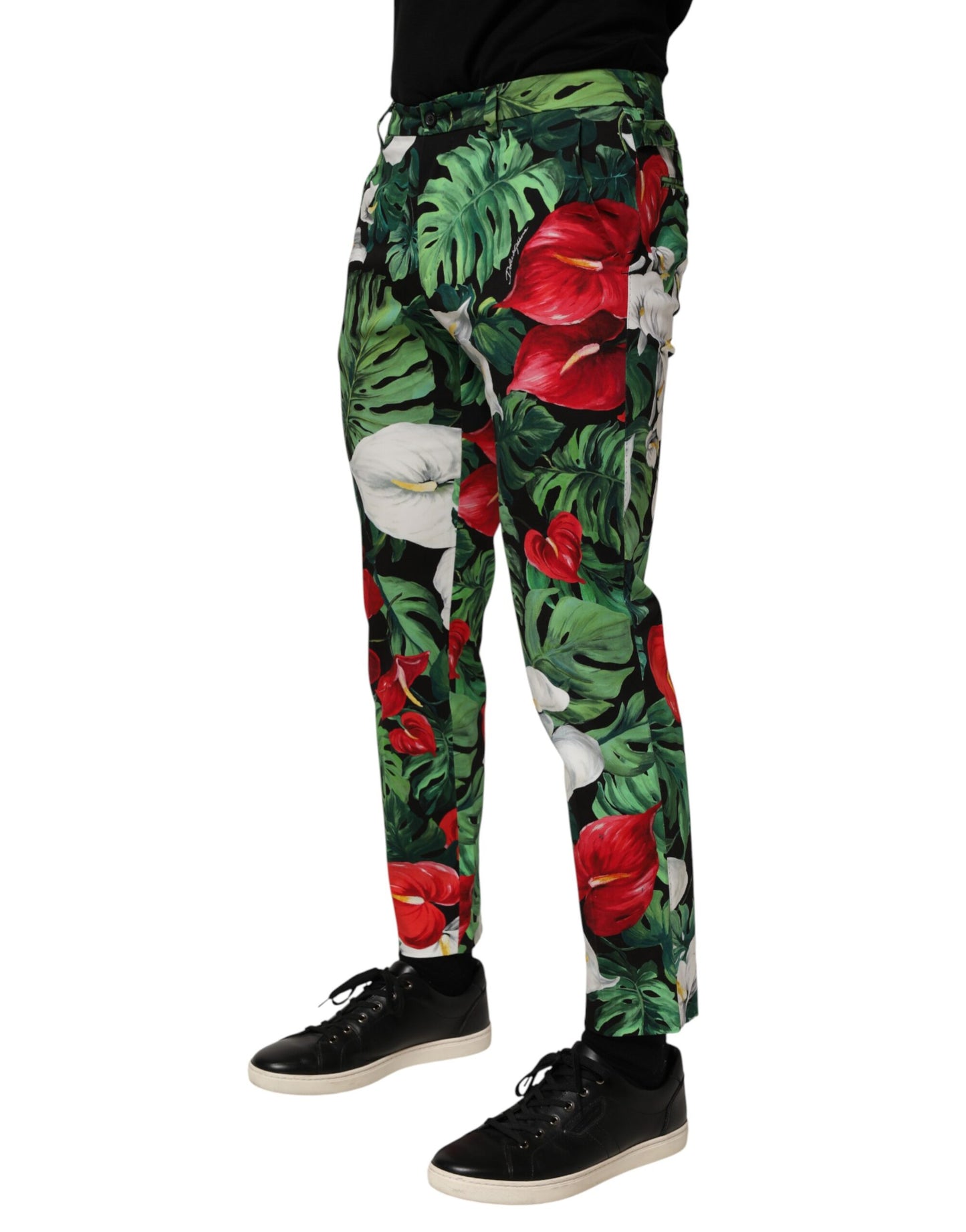 Pantalon fuselé en coton à imprimé floral multicolore de Dolce &amp; Gabbana